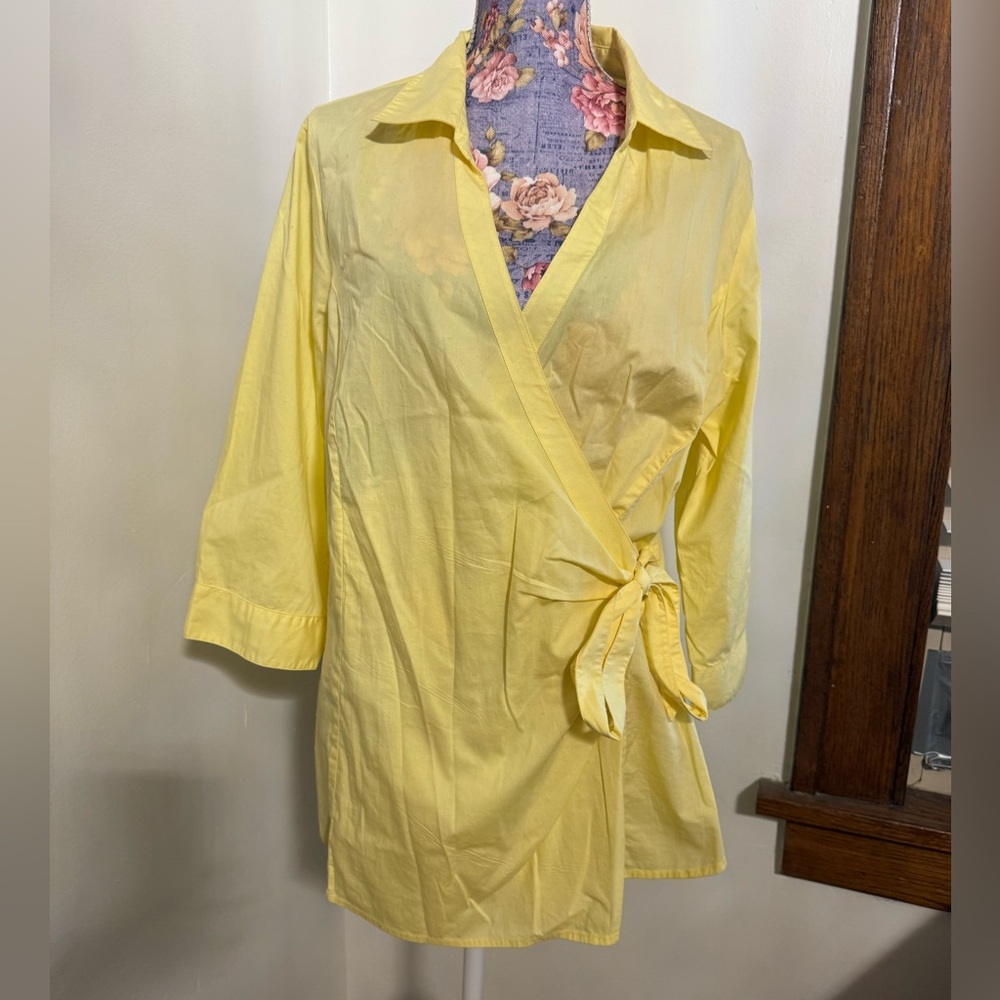 Coldwater Creek Lemon Yellow Wrap Blouse